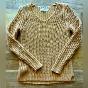 LOFT V-Neck Chunky Acrylic Knit Gold
Sweater - XS